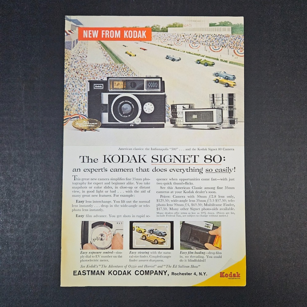 1959 Eastman Kodak Signet 80 Film Camera Vintage Print‎ Ad Indy 500 Rochester NY